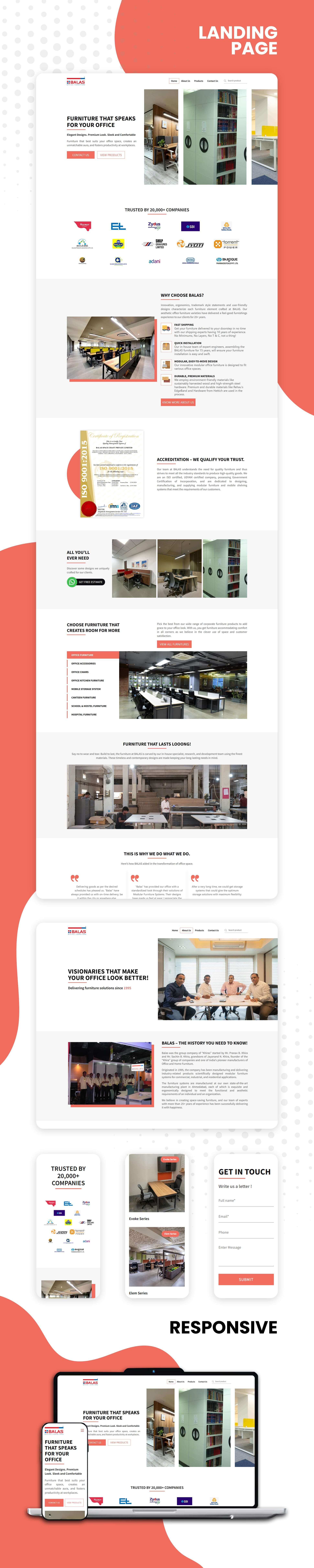 Balas office furniture responsive device mockups