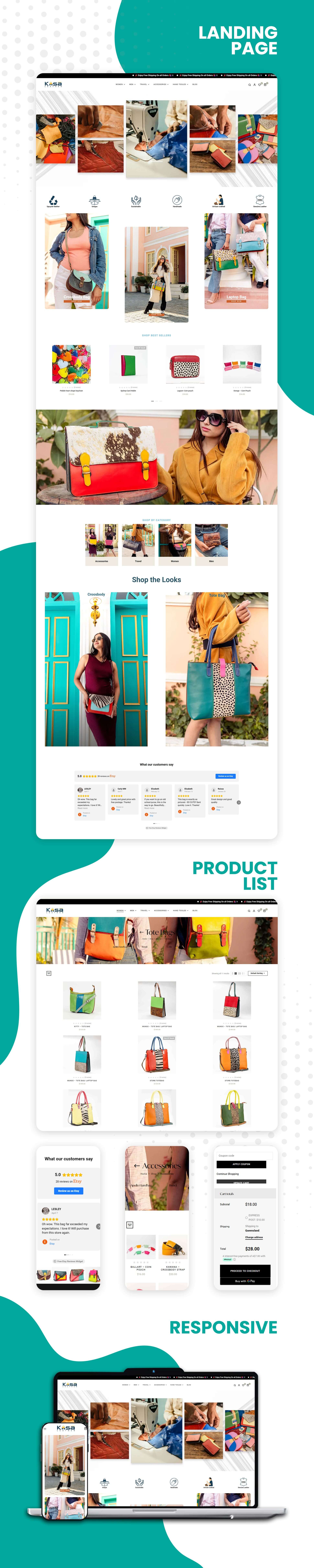 Kosa Leather website premium mockups