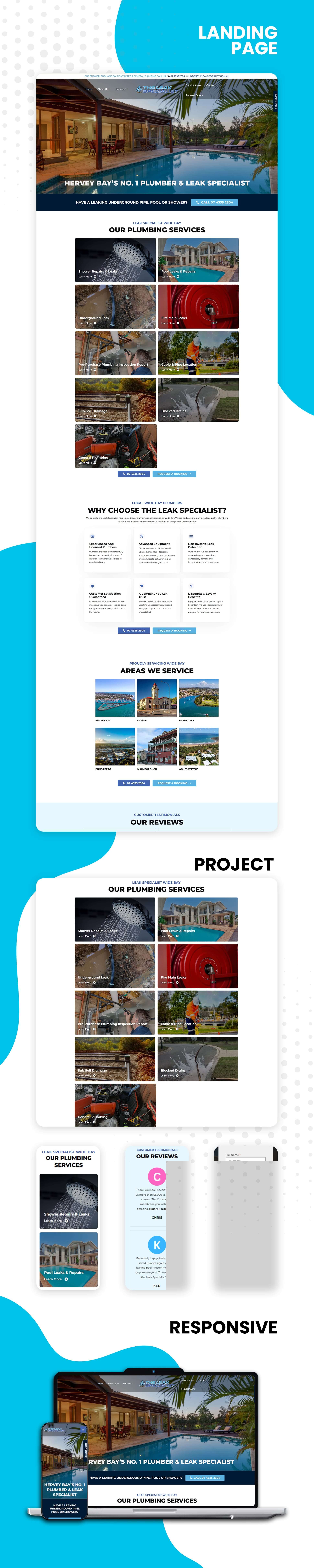 Leak Specialist responsive UI mockups